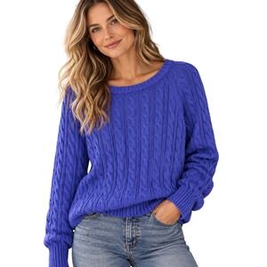 Nicoles Closet Womens Pullover Cable Knit  Sweater 1X Preppy Indie Fisherman